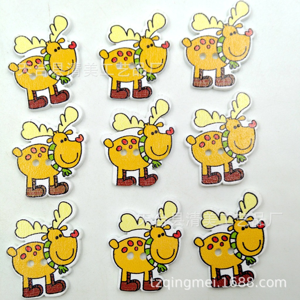 13 fondo blanco pintado Navidad botones de madera lindo decorativo de madera de dibujos animados de Navidad