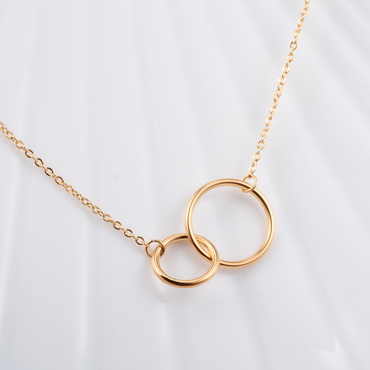 Women's Gender 1 Piece 925 Sterling Silver Double Ring Circle Solid Color 925 Sterling Silver Cable Chain Pendant Necklace Necklace