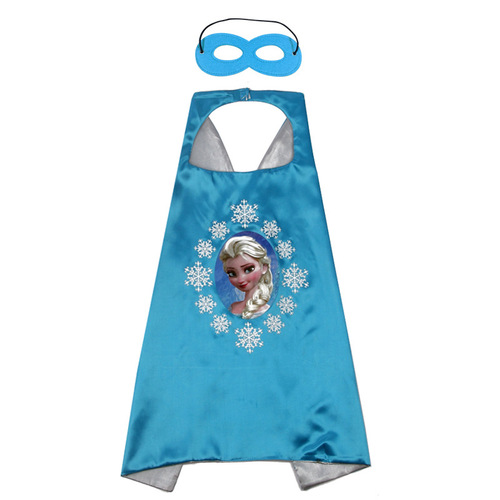 Factory Supply Children's Cartoon Frozen Series Double Layer Halloween Superman Cape and Mask