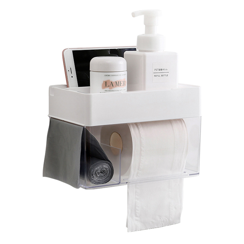 Caja de pañuelos sin perforar caja de almacenamiento de bolsas de basura multi-funcional etiqueta sin costuras inodoro baño caja de pañuelos de baño