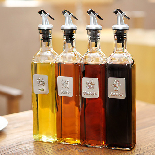 Wholesale kitchen oil bottle glass bottle 500ml soy sauce bottle vinegar bottle Japanese transparent oil bottle seasoning bottle with packaging box