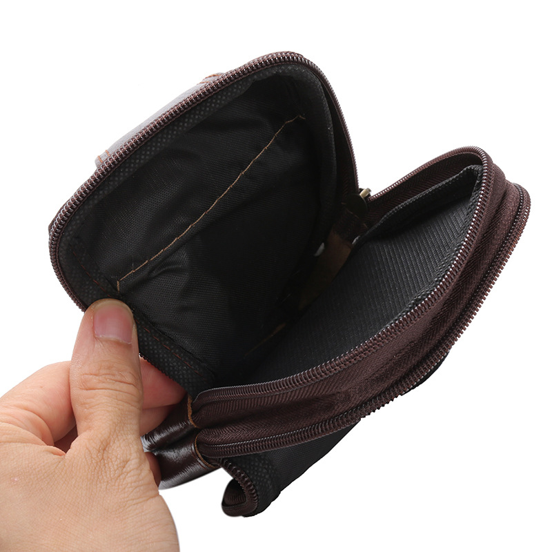 Three-Layer Vertical Bag Small Magnetic Buckle Waist Pack Leather Vertical Mobile Phone Bag Portable Men's Waist Pack Mobile Phone Storage Bag Small Hanging Bag undefined