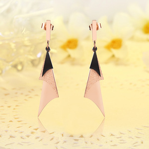 2020冬季新款长三角耳坠18k金 女生钛钢小饰品 长款耳环跨境