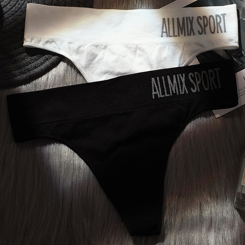 Foreign trade European and American style underwear sexy seamless sports fitness letters wide waist mid-waist seamless briefs thong