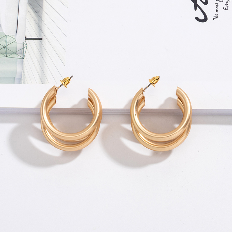 Metallic Circle Earrings display picture 5