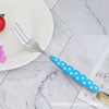 Rainbow -colored plastic handle stainless steel knife fork spoon dot and western tableware wave dot handle, bull buckle spoon