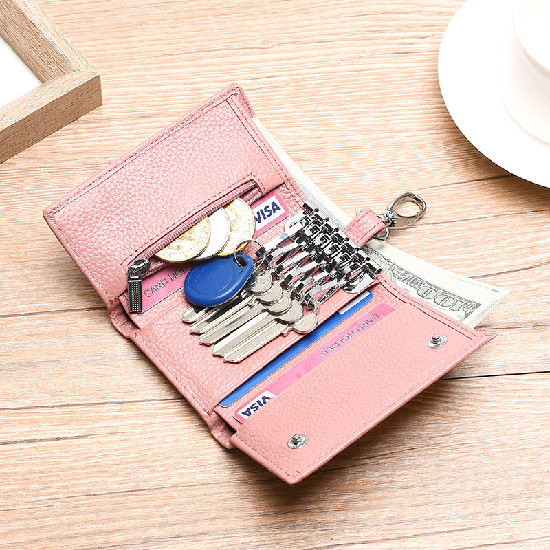 Comercio exterior nuevo bolso de la llave de la puerta de la cremallera cintura colgando Cartera de cuero bolso de la tarjeta femenina multi-funcional moda llavero pareja