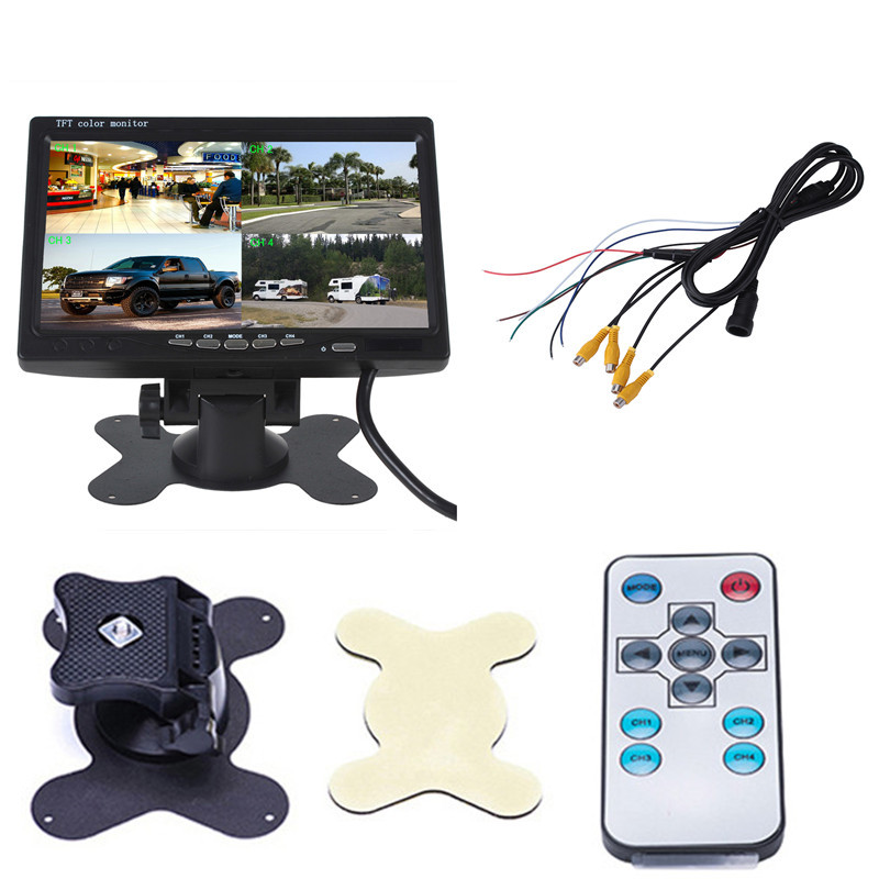 7-inch analog signal quad split vehicle reversing image rear view truck bus monitoring display front and rear left and right