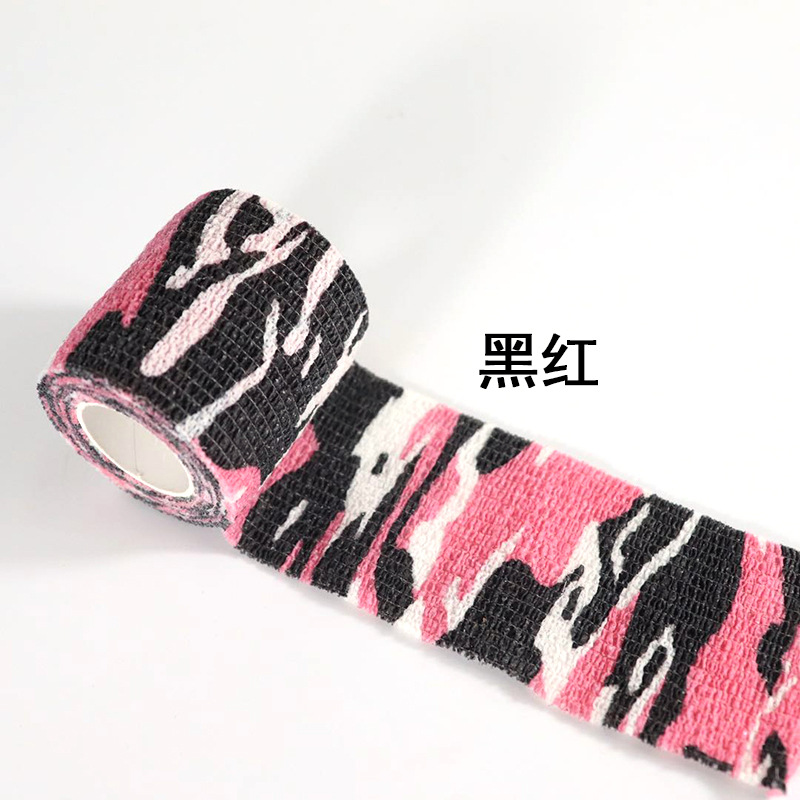 Fábrica sin pegamento cinta de camuflaje telescópica autoadhesiva tela no tejida caza al aire libre caza camuflaje cinta de montar