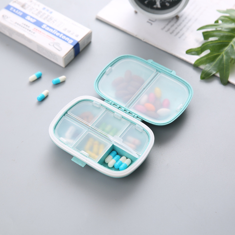 Portable 8-compartment Sealed Pill Box Moisture-proof One-week Pill Box Sub-packaging Storage Wheat Medicine Box Factory Wholesale