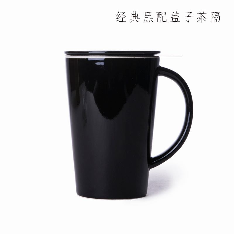 Taza de cerámica de agua taza de café creativa taza de oficina taza de té con tapa barrera de té regalos de fuga