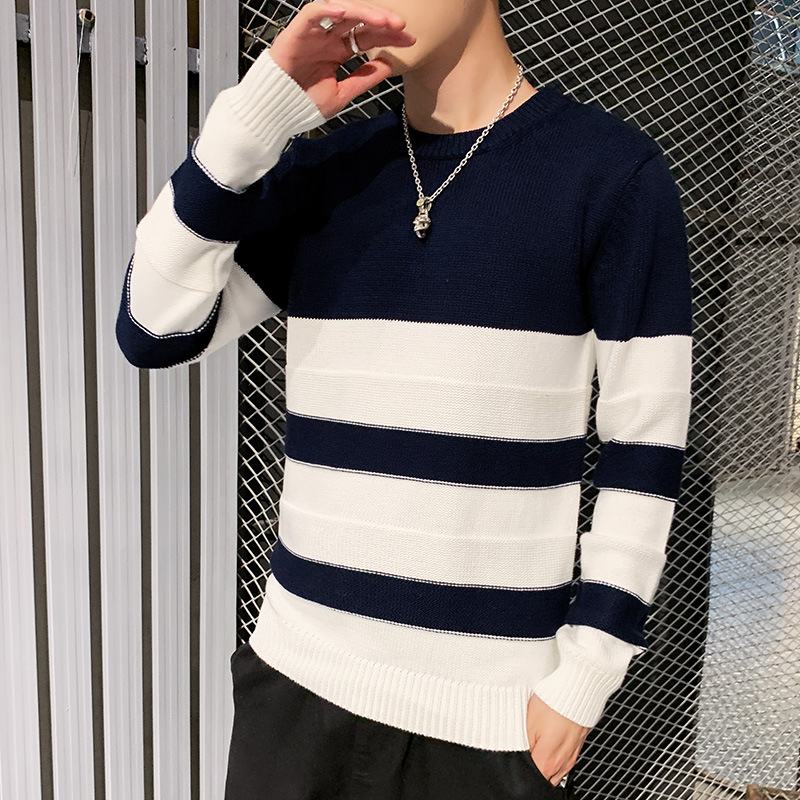 Autumn and winter T-shirts sweater Korean Edition Self cultivation stripe Base coat Trend fashion Sweater Sweater Socket jacket