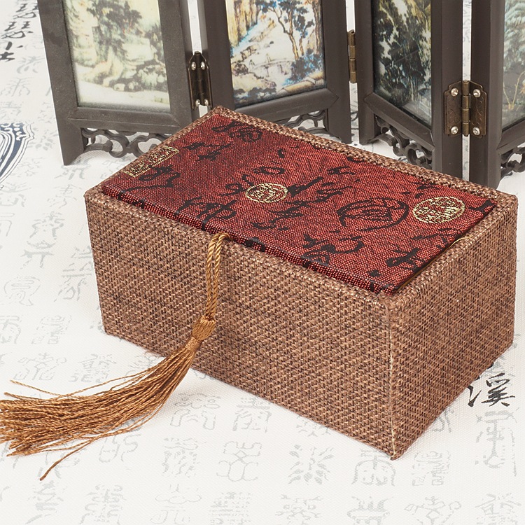 亚麻布保健球包装盒子文玩把件核桃手球印章健身球4.5收纳储存盒