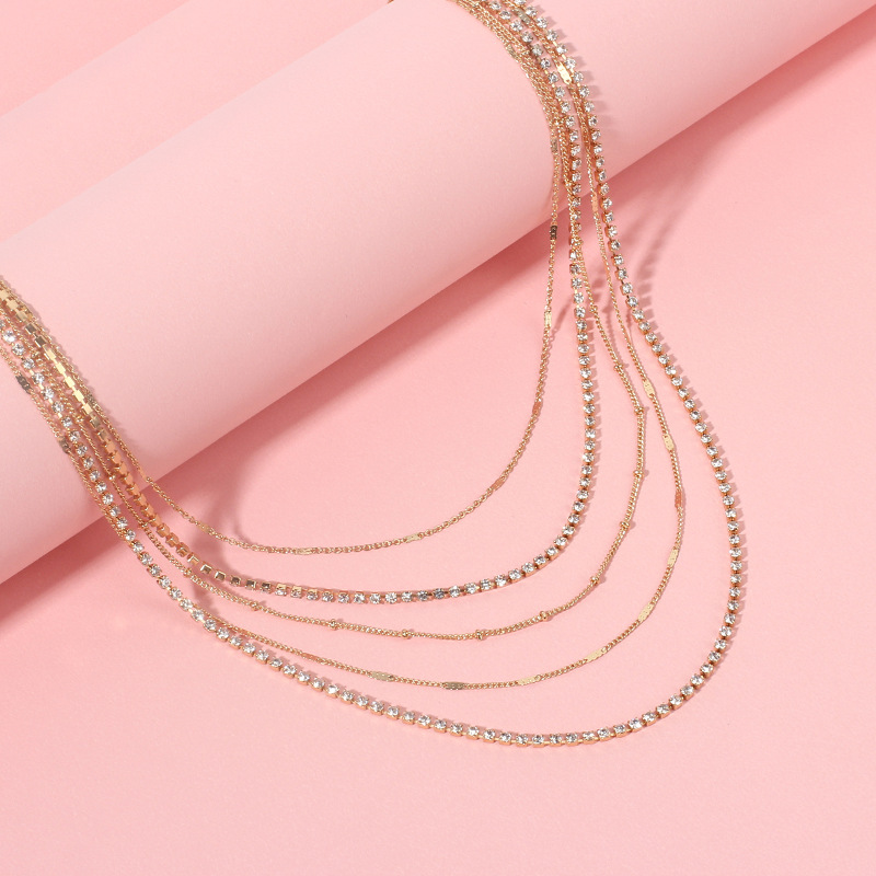14g Weight Necklace Classification Wedding, Travel Occasion Women'S Gender Ethnic Style Style Gold Color Fashion Ethnic  Simple Multi-layer Necklace Short Clavicle Chain 4