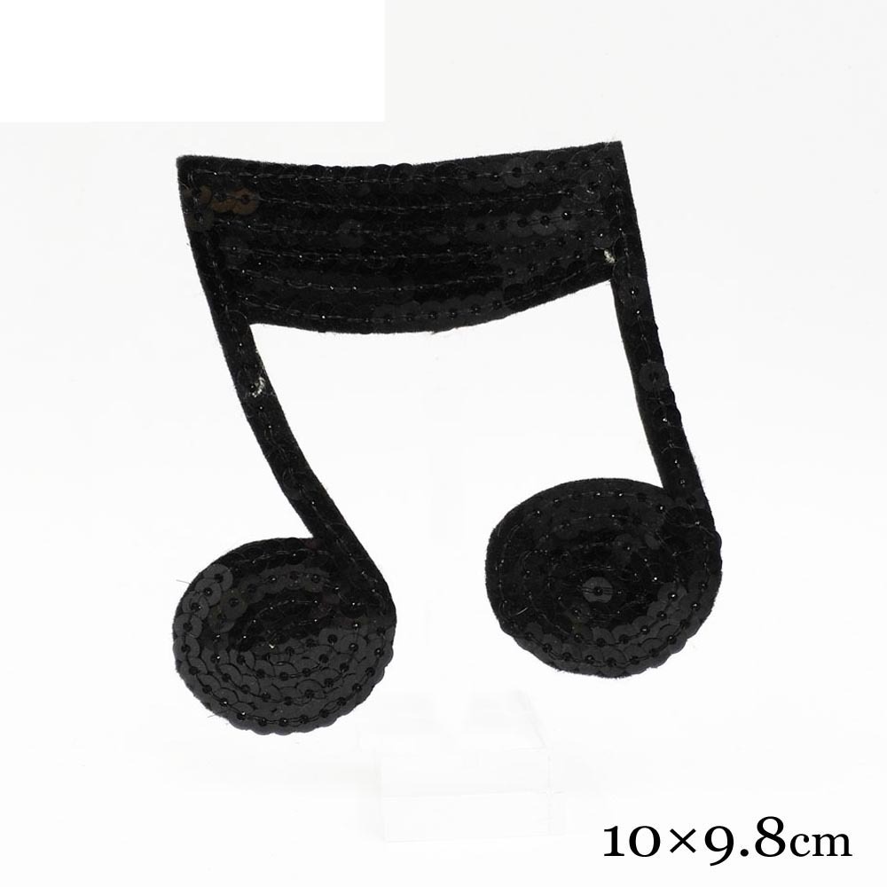 强大厂家 音乐符号黑色亮片绣花布贴 衣服刺绣胸章 饰品辅料订做