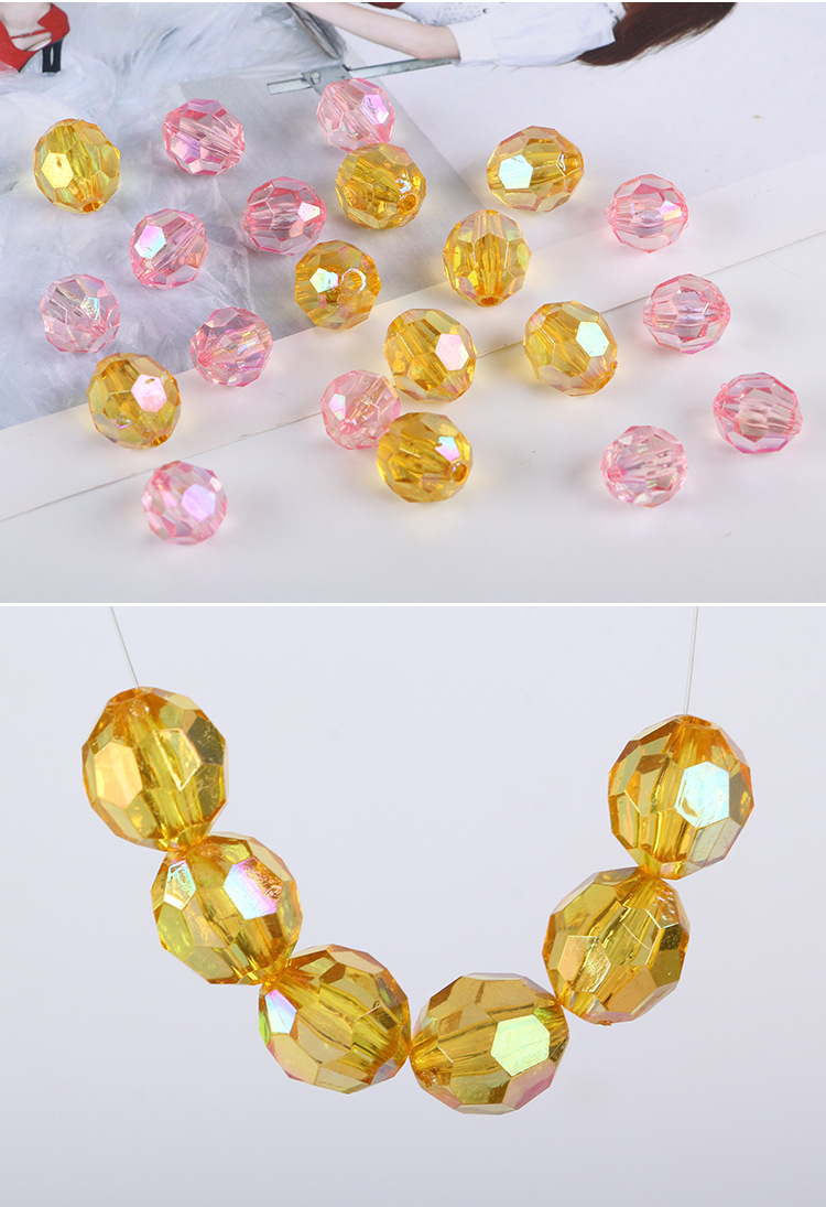 Acrylic 13*14mm straight hole corner bead hair accessories, hair tie accessories, diy loose bead material jewelry accessories, simple wholesale detail image 5