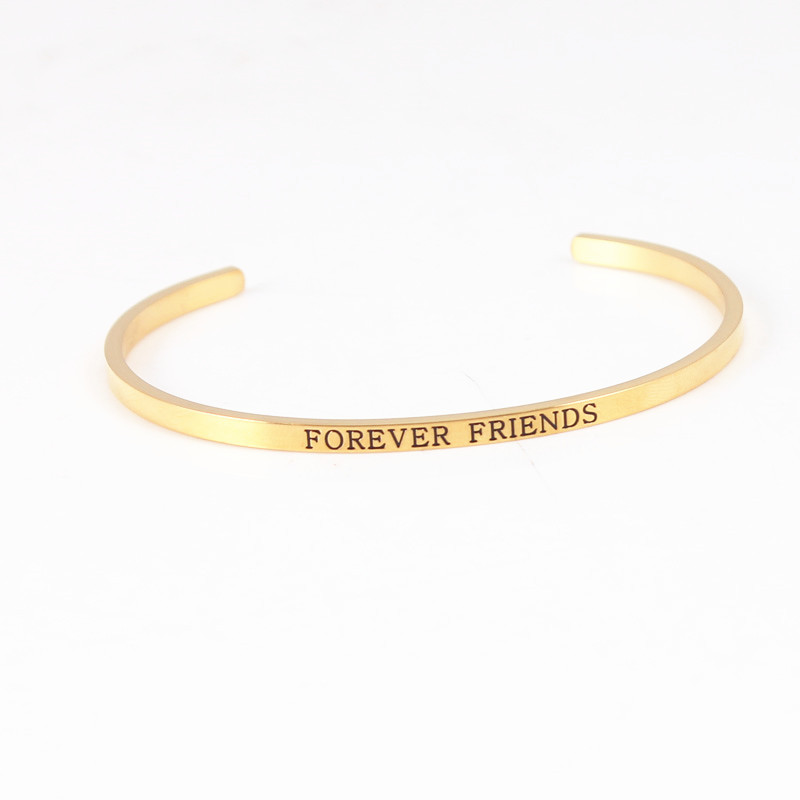 Letter Pattern Couple, Unisex Gender Retro Style Letter Stainless Steel Titanium Steel Retro Wristband Bracelets Bangle