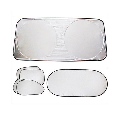 Summer Car Sunshade Set of Six, Silver Cloth Front and Rear Sunshades, Side Window Sunshades, Heat Insulation, Universal
