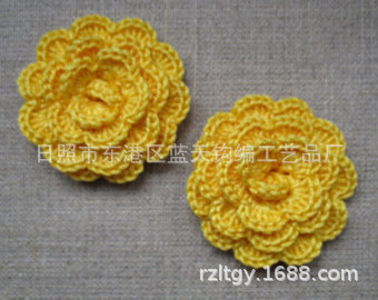 供应毛线手工钩花，手工钩棉线花，手工钩针钩编毛线花边辅料