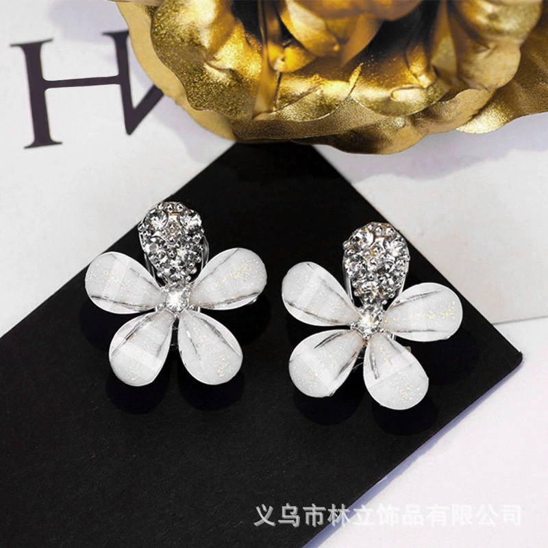 Korean cute fashionable earrings, silver needle, flowered, silver 925 sample
