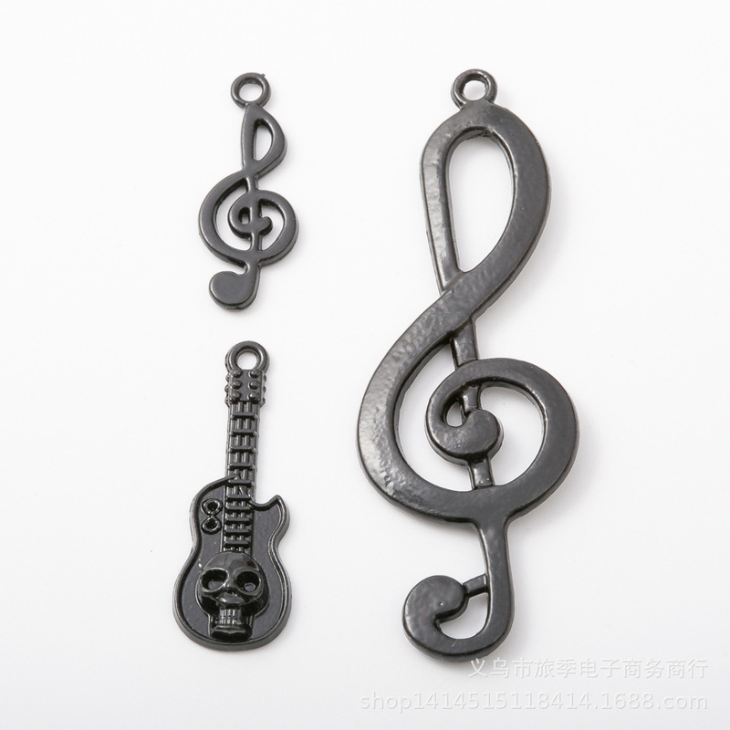 DIY jewelry accessories wholesale vintage alloy swimming black music notes zakka factory direct sales 5159