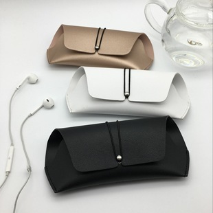 Factory wholesale handmade leather PU glasses box leather soft bag fashion vintage sunglasses drawstring mirror box sunglasses box
