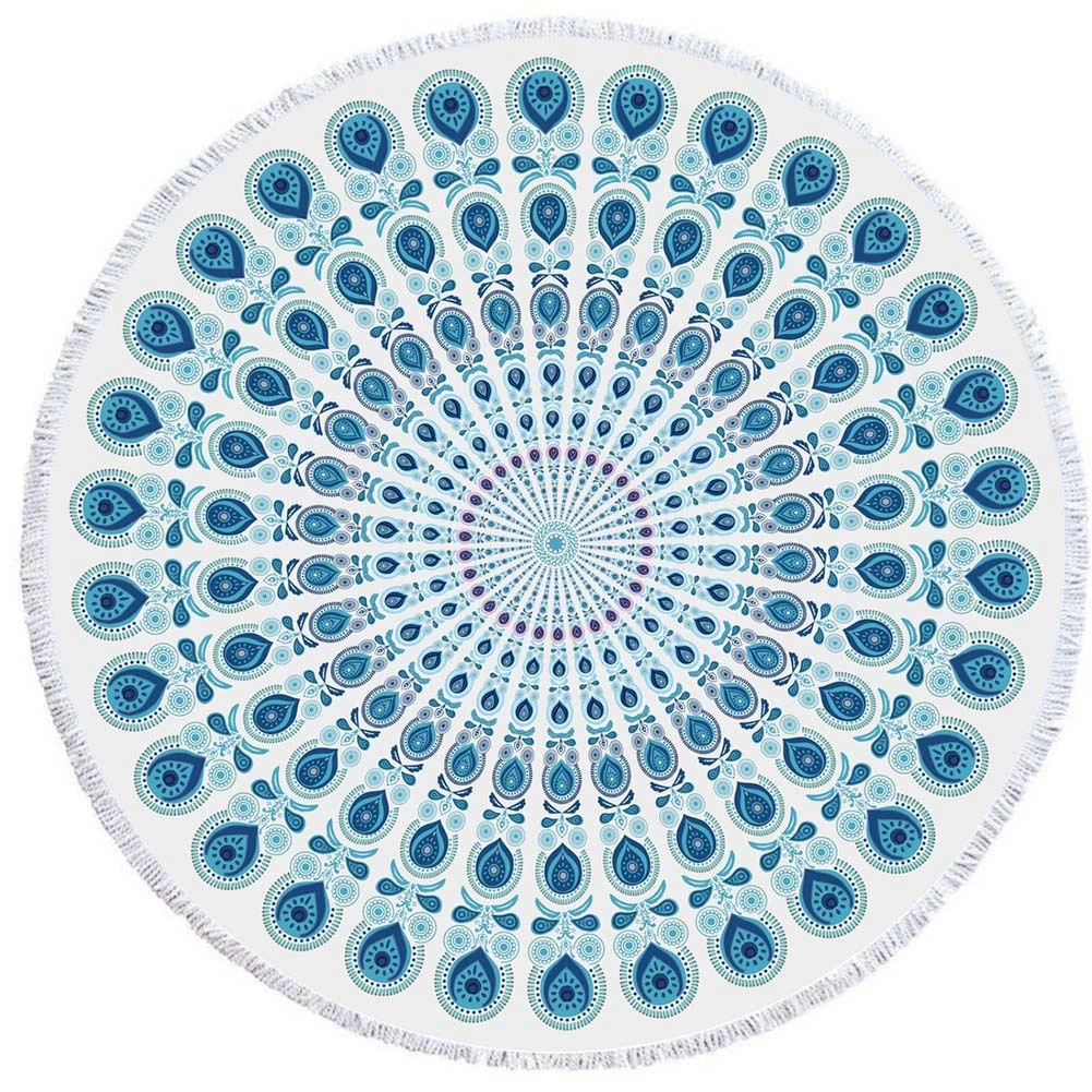 2 день мода волосы Мандала круглый печатных пляжное полотенце из микрофибры пляж Подушка 150 кисточкой края