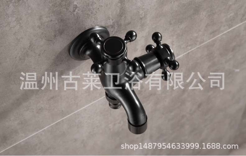 Black extended 4/6 inch washing machine special faucet, mop sink, European-style all-copper quick-opening single cold water nozzle details Picture