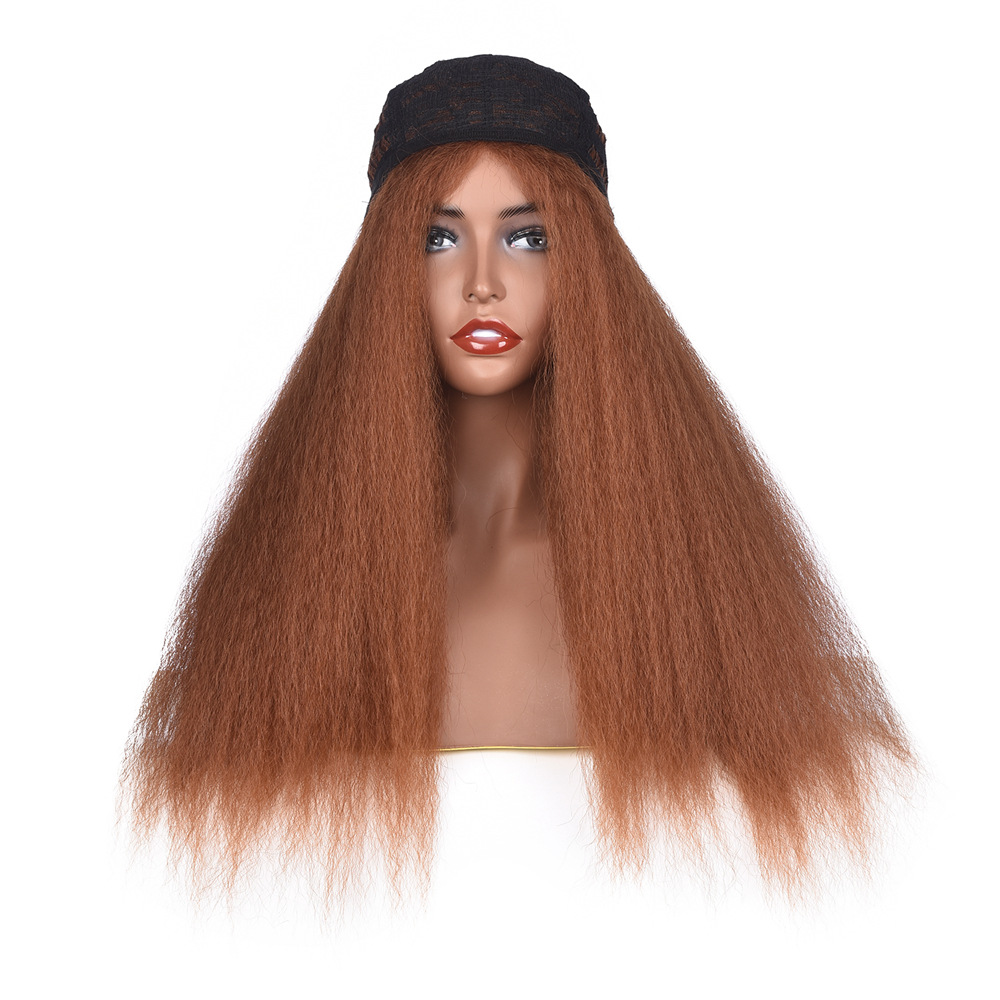 Perruque synthétique bandeau de barbe de maïs lâche et explosif bandeau de grande perruque longue_voghion.com