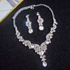 Hair accessory for bride, necklace and earrings, set, Korean style, wholesale