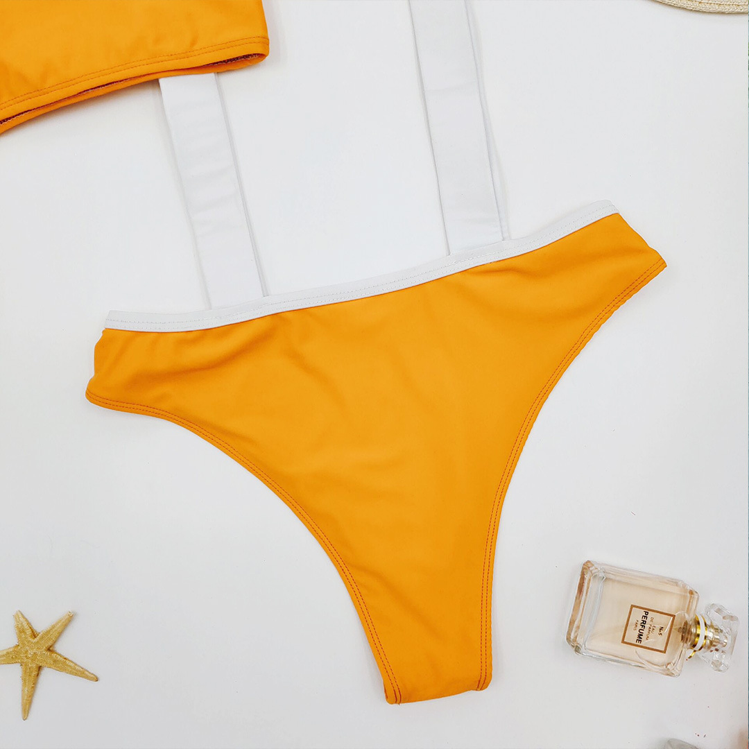  strap orange and white stitching swimsuit ladies split bikini NSZO1708