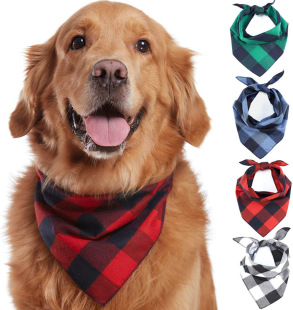 Amazon Pet Classic Plaid Triangle Slippery Towel Small Medium Dogs and Cats for Autumn and Winter Velvet Scarf