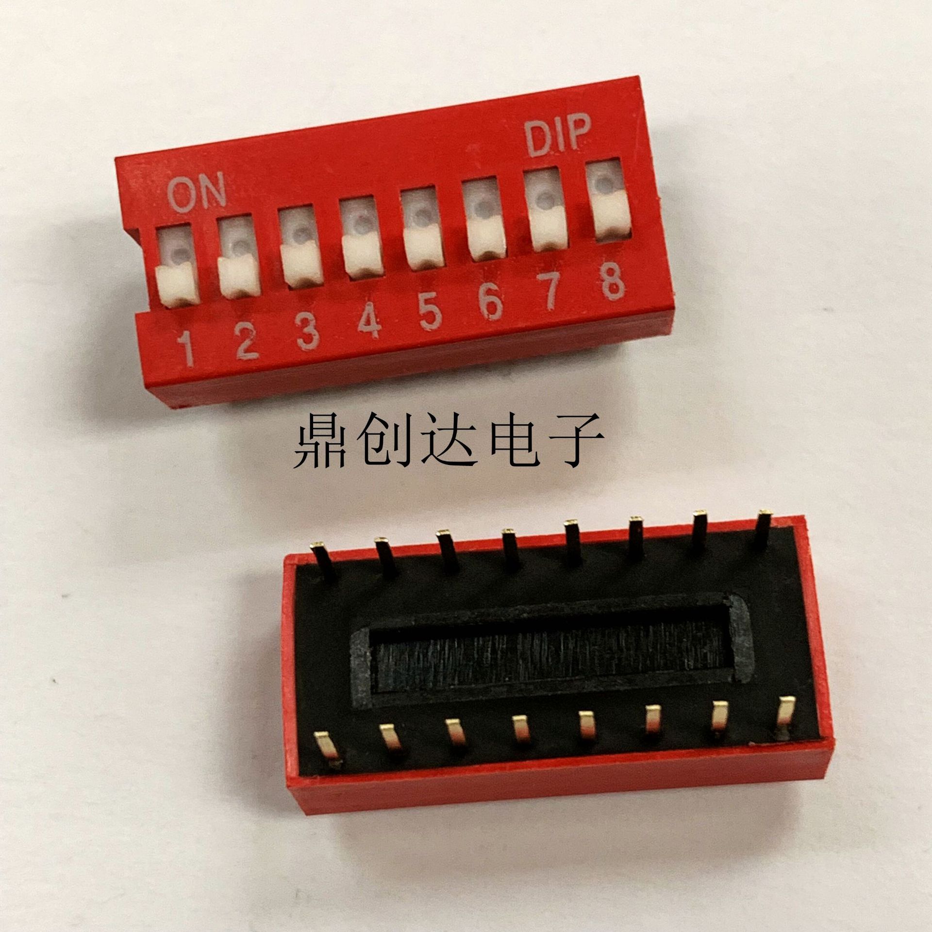 红色插脚 8位 拨动开关 8位 2.54 mm脚距 拨码开关 红色