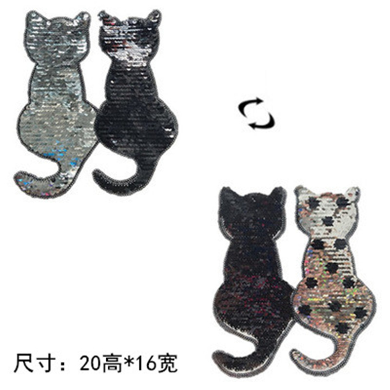 Cat Turning Sequins Turning Computer Beads Embroidery Badge Clothing Accessories Cats Turning Sequin Cloth Stickers display picture 2
