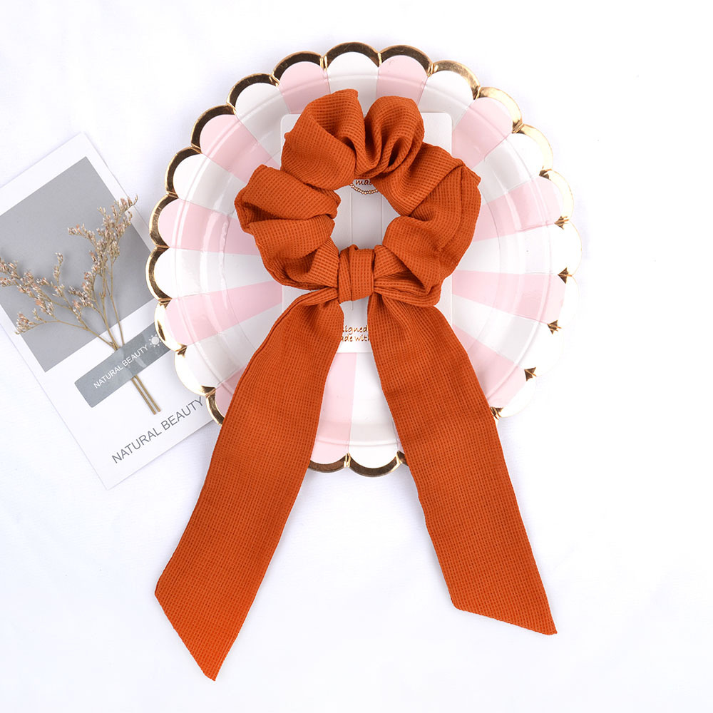 New Streamer Cotton Cloth Solid Color Hair Scrunchies Set display picture 5