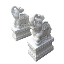 石雕小象動物各種場所擺飾圓雕手工半機械雕刻漢白玉白新中式石料
