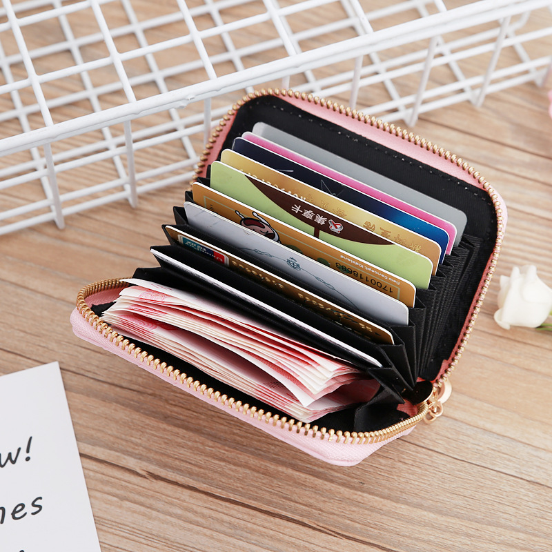 48g Weight Zipper Closure Type Pu Leather Material Solid Color Pattern Unisex Gender Grey, Rose Red, Purple, Blue, Gold, Silver, Black Color Nihaojewelry Wholesale Accessories Korean Woven Pattern Multi-position Card Bag 8