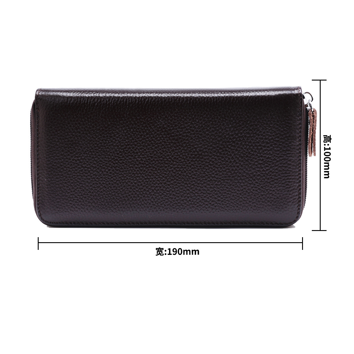 165g Weight Polyester Lining Material Zipper Closure Type Business, Travel Occasion Leather Material Solid Color Pattern Unisex Gender Fashion Style Square Shape Coffee, Pink, Purple, Red, Blue, Black Color Anti-rfid Creative Men's And Women's Leather Long Wallets Multi-function Zipper Wallet 2