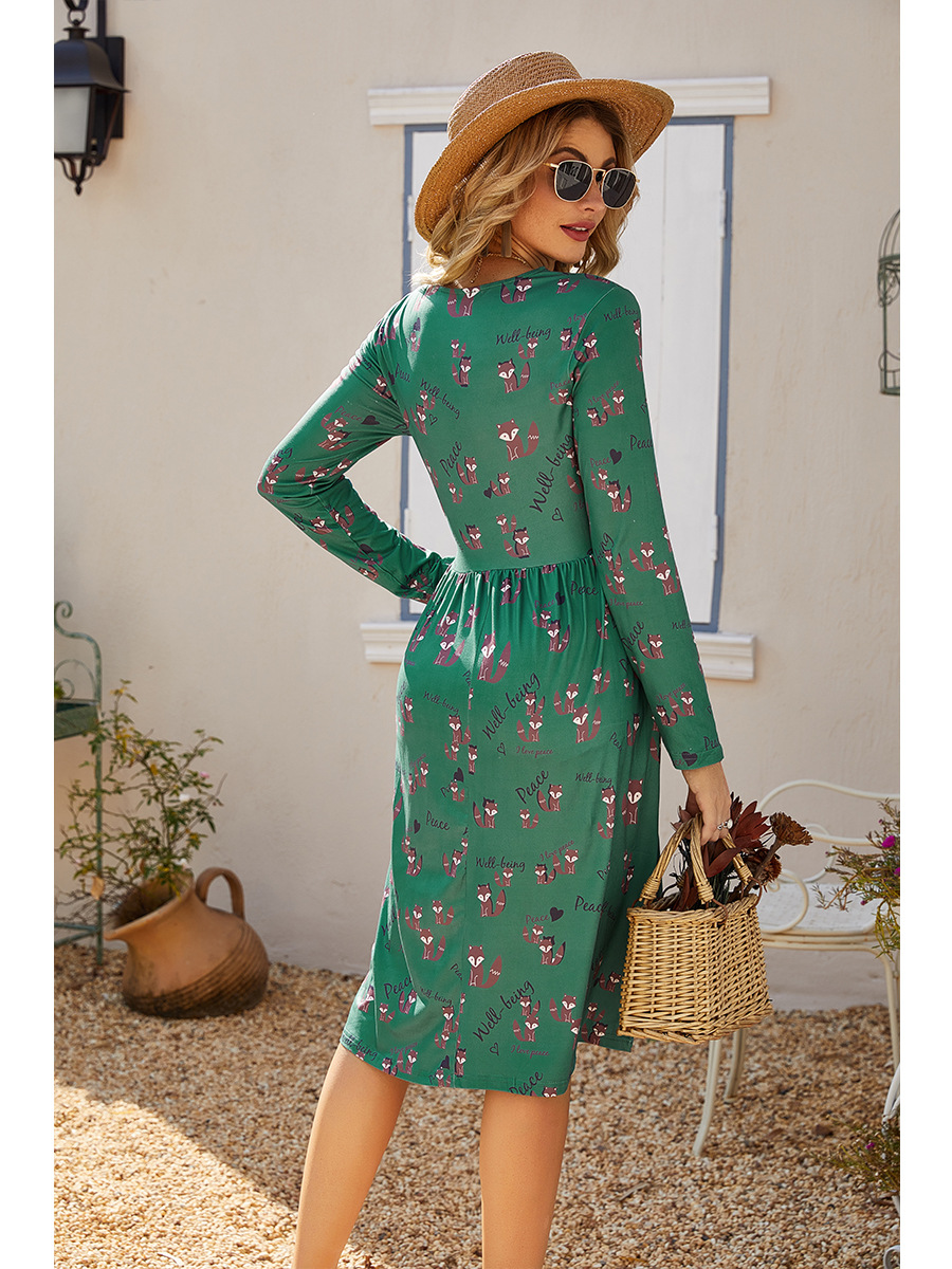   autumn and winter round neck long sleeve fashion new flower dress NSAL2914