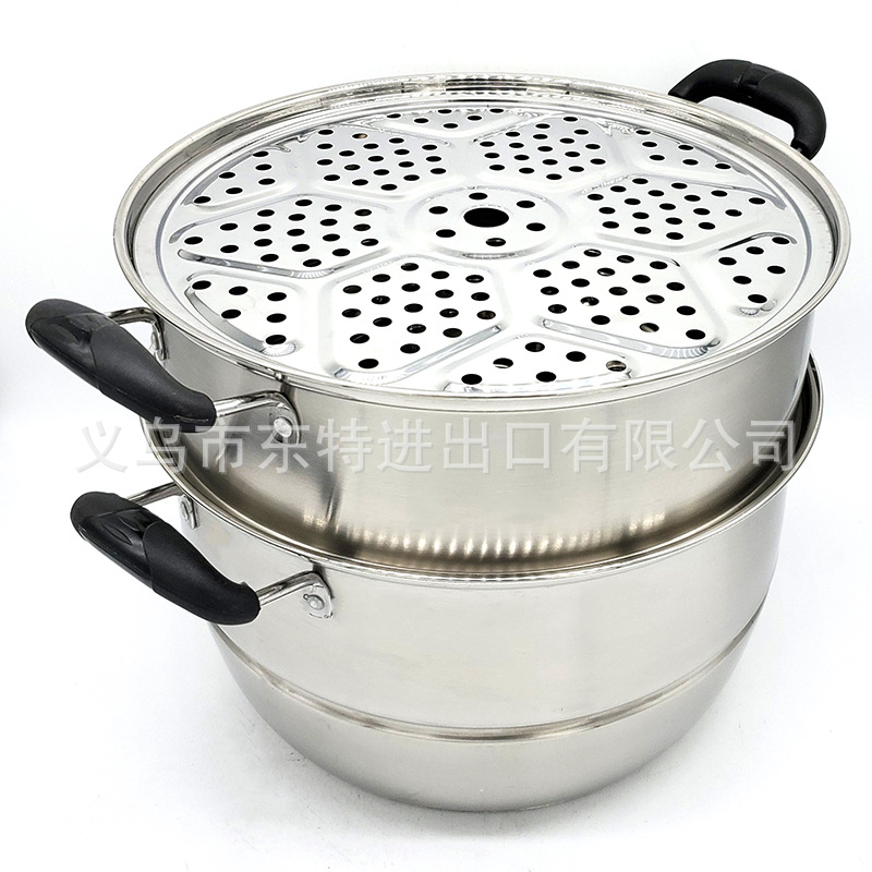 Stainless steel thickened steamer, electric wooden handle, bottom combination cover, three-layer steamer, household multi-functional soup steamer detail image 11