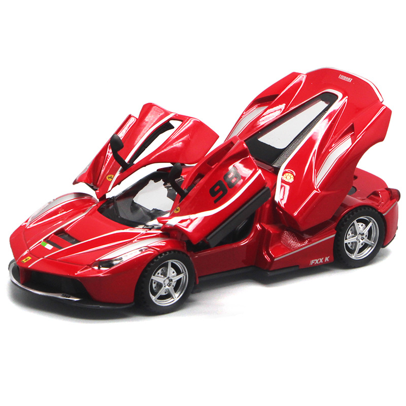 Jiaye rojo FX versión de pista modelo de coche de aleación Tire hacia atrás sonido y luz coche de juguete puerta coche deportivo 32164 en caja