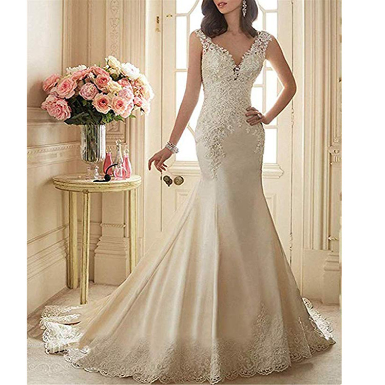 Foreign Trade Women's 2025 New Wedding Dress, Shoulder Fishtail Elegant, Slim Lace Elegant, Trailing Style, Palace Wedding Dress, Travel Photography
