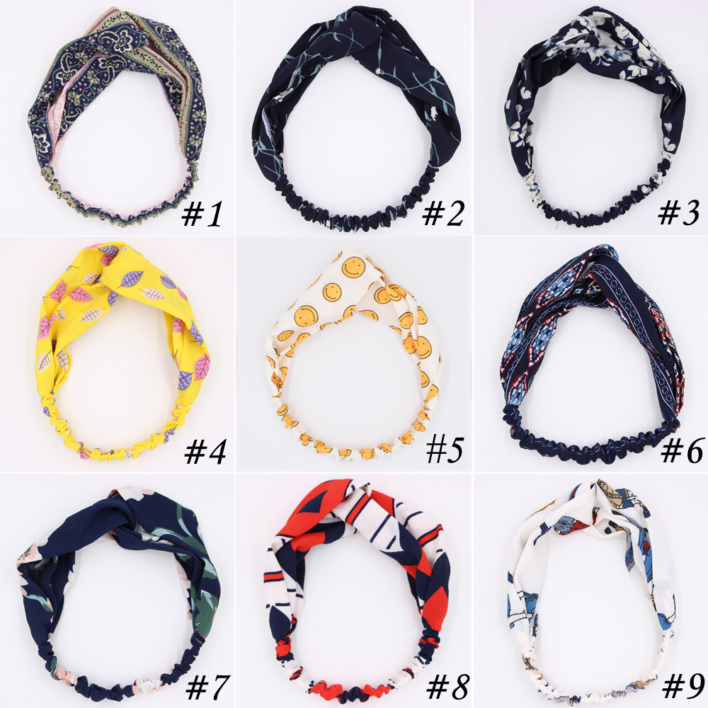 Retro Elastic Cross Fabric Elastic Women's New Floral Hair Accessories Headband display picture 2