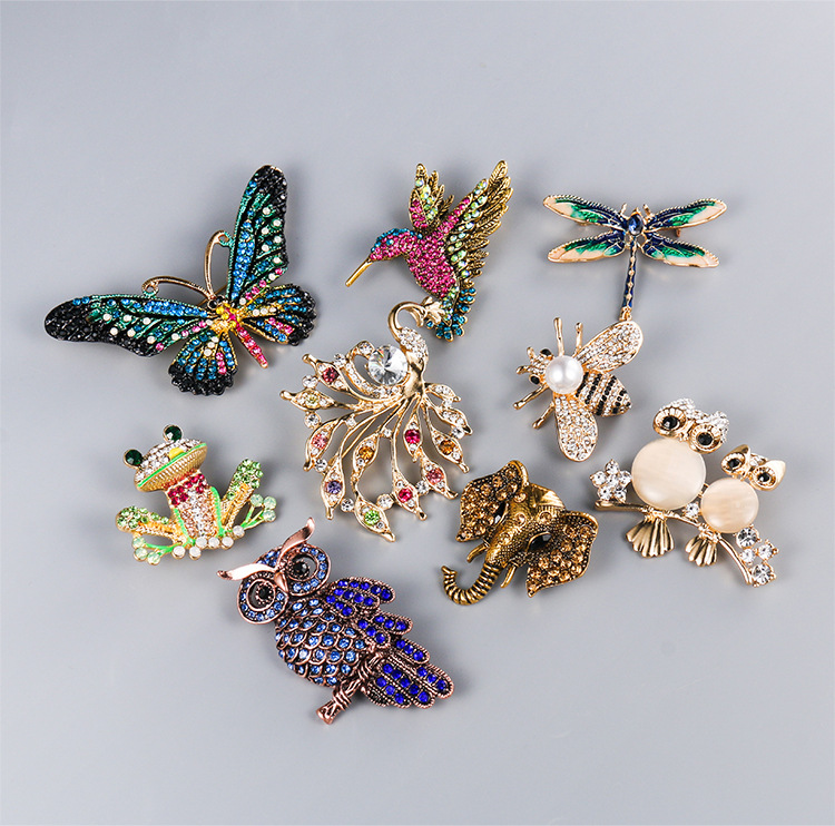 10g Weight Brooches Classification Street Occasion Alloy Material Fashion Pin Animal Alloy Plating Diamond Women'S Brooches