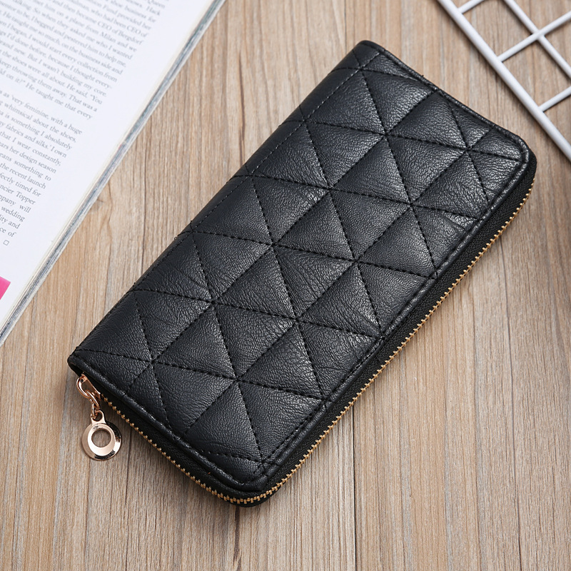 Korean Long Embroidered Rhombus Multi-card Wallet Wholesale display picture 31