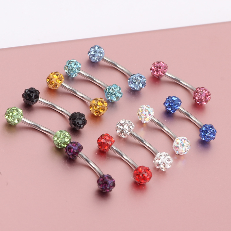 Fashion Trend Curved Ball Shambhala Colorful Eyebrow Nose Lip Earring Basic Piercing Jewelry 316L Surgical Steel detail image 7