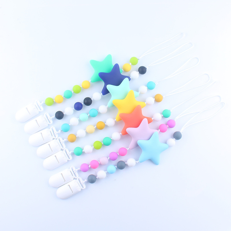 Nueva Cadena de chupete para bebé Nueva Cadena de silicona mordedor bebé anti-gota suministros maternos e infantiles comercio exterior