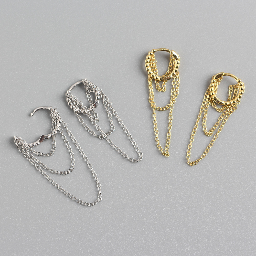 4g Weight 1 Pair 925 Sterling Silver Chain Earrings