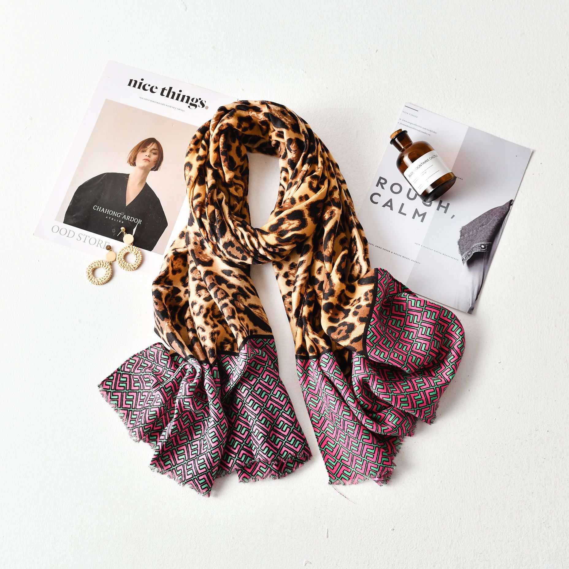 Women's Gender Women's Retro Classic Style Printing Leopard Cotton Scarf