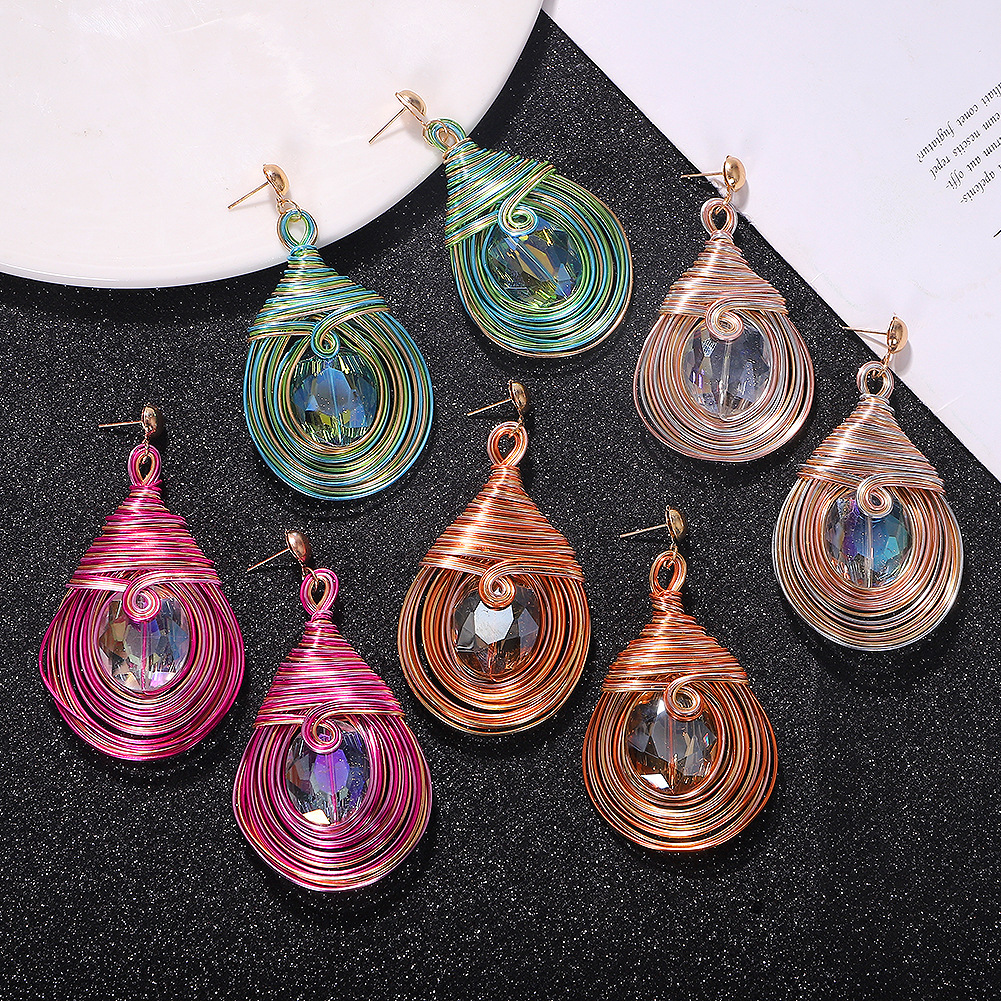 Alloy Gem Drop Earrings Wrap Braided Earrings Accessories display picture 9